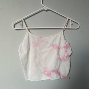 Light Pink Tie-Dyed Cropped Tank Top